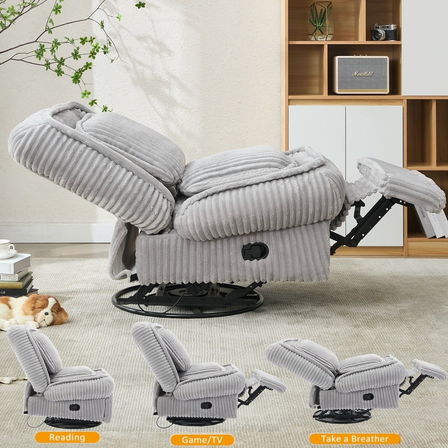 Divano reclinabile versatile in velluto a coste per relax e comfort