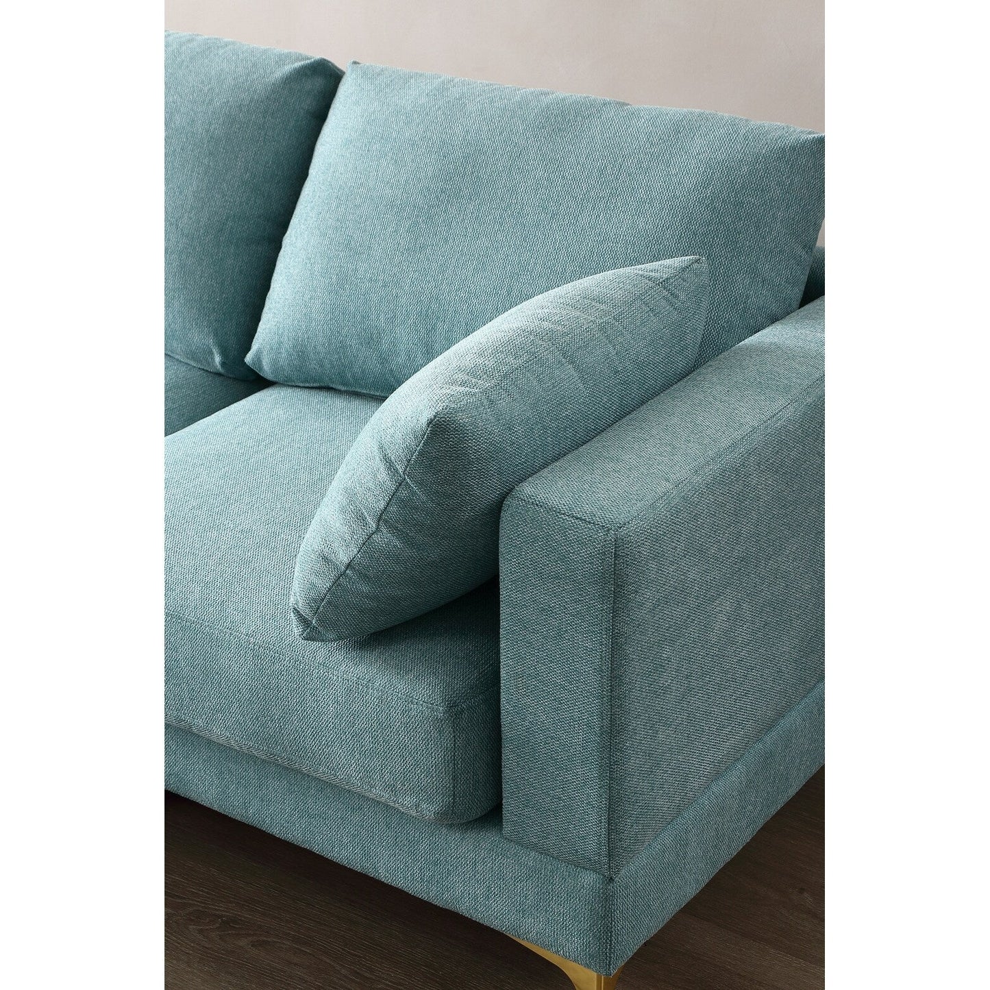 Divano versatile a L con pouf - Tessuto in poliestere morbido per il massimo comfort