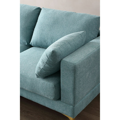 Divano versatile a L con pouf - Tessuto in poliestere morbido per il massimo comfort