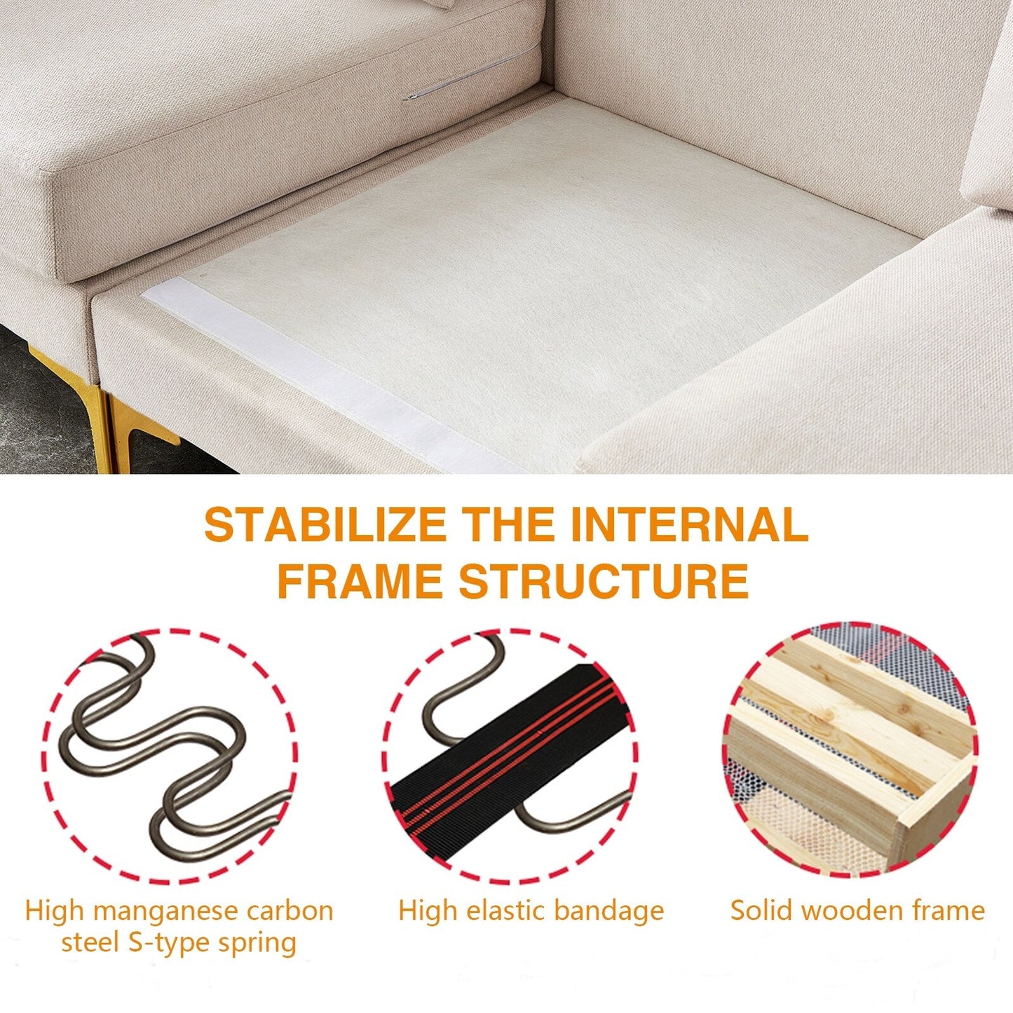 Divano versatile a L con pouf - Tessuto in poliestere morbido per il massimo comfort