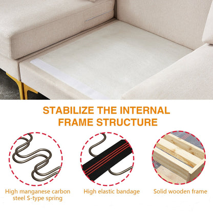 Divano versatile a L con pouf - Tessuto in poliestere morbido per il massimo comfort