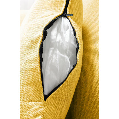 Divano versatile a L con pouf - Tessuto in poliestere morbido per il massimo comfort