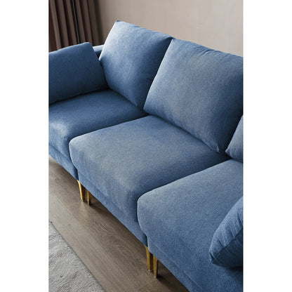 Divano versatile a L con pouf - Tessuto in poliestere morbido per il massimo comfort