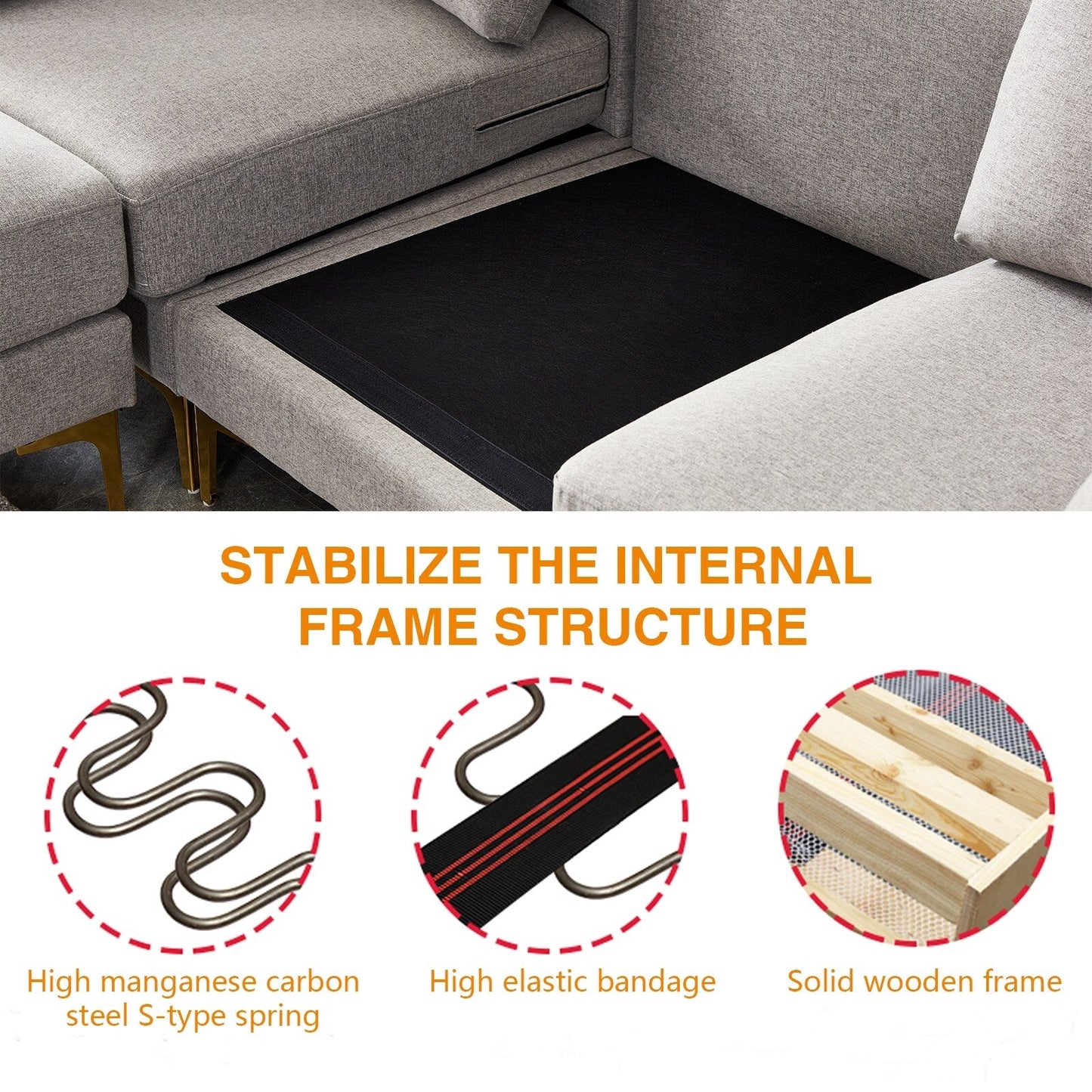 Divano versatile a L con pouf - Tessuto in poliestere morbido per il massimo comfort