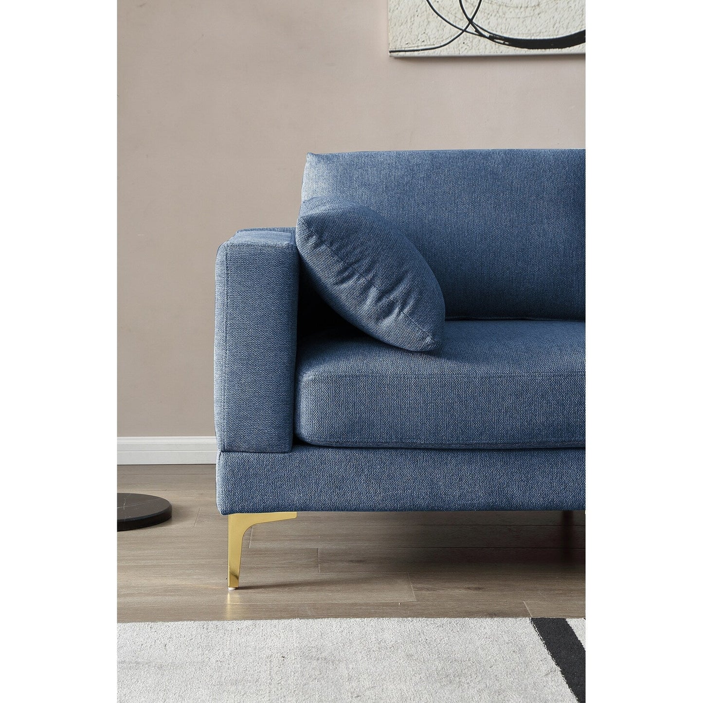 Divano versatile a L con pouf - Tessuto in poliestere morbido per il massimo comfort