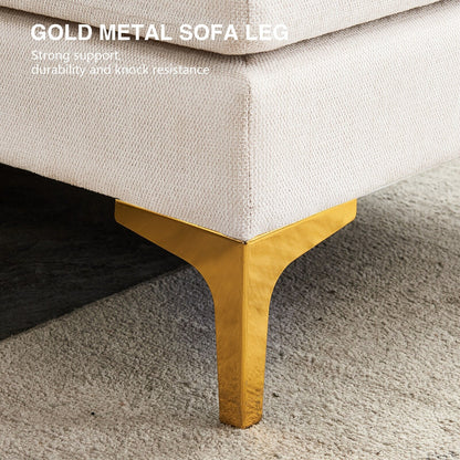 Divano versatile a L con pouf - Tessuto in poliestere morbido per il massimo comfort