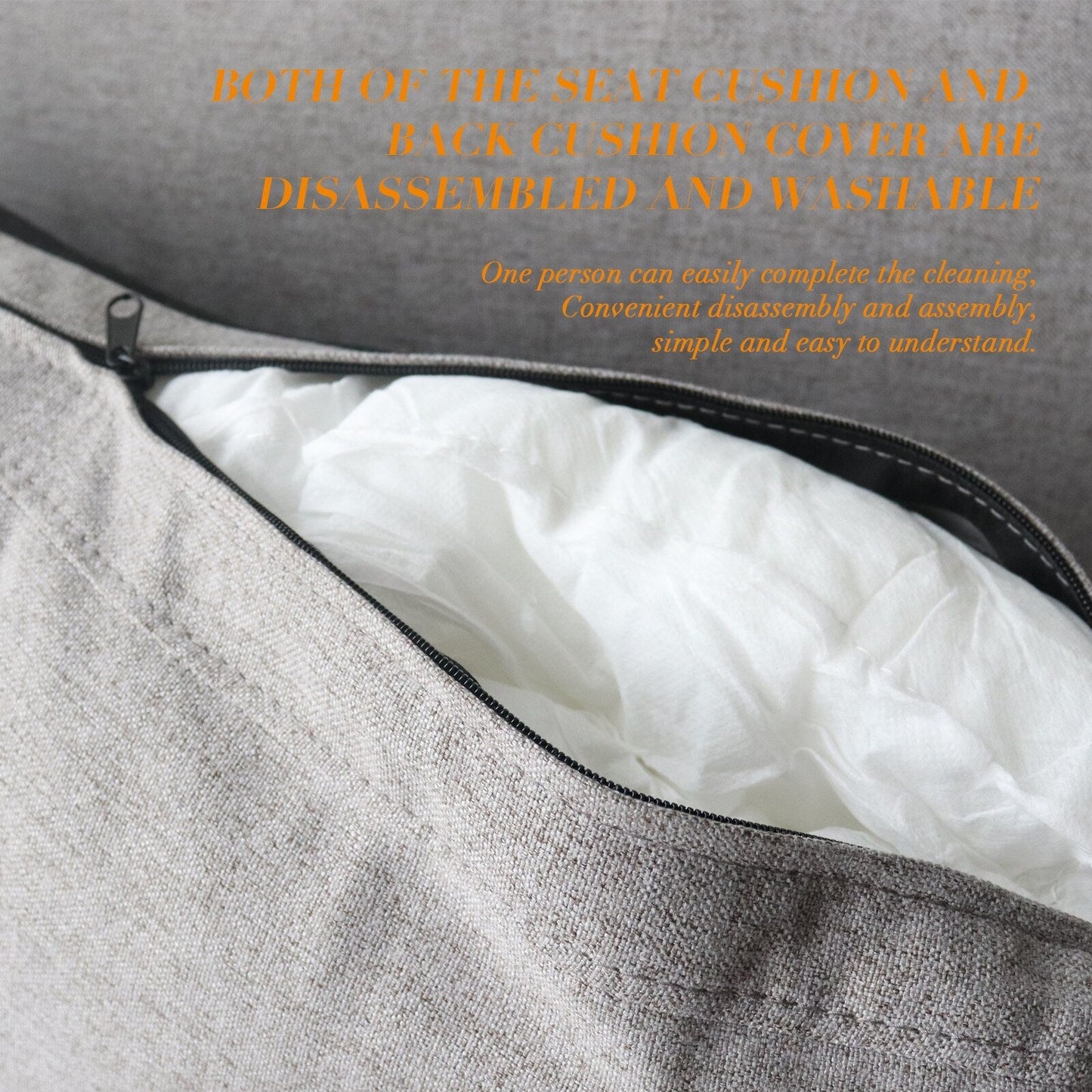 Divano versatile a L con pouf - Tessuto in poliestere morbido per il massimo comfort