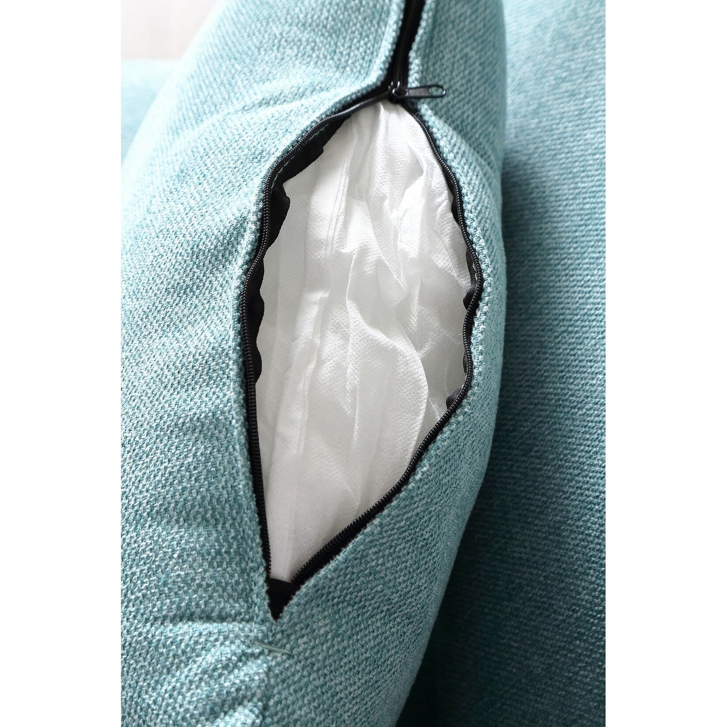 Divano versatile a L con pouf - Tessuto in poliestere morbido per il massimo comfort