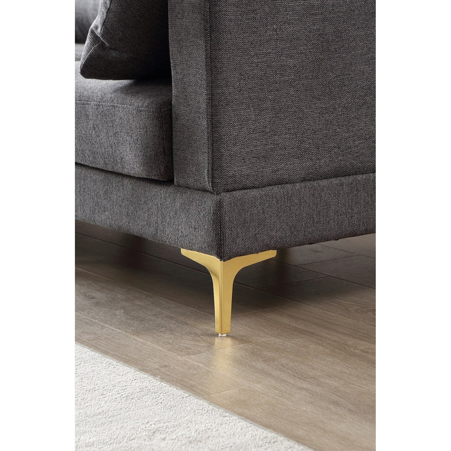 Divano versatile a L con pouf - Tessuto in poliestere morbido per il massimo comfort