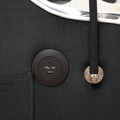 Divano letto pieghevole versatile in velluto con schienale regolabile, porta USB e supporto per telefono