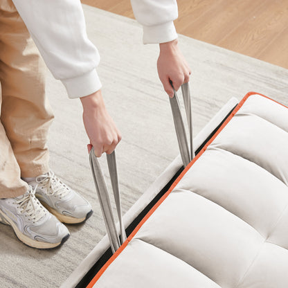 Divano letto pieghevole versatile in velluto con schienale regolabile, porta USB e supporto per telefono