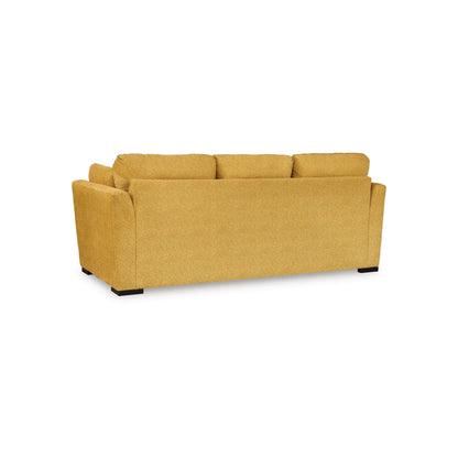 Divano letto matrimoniale Viena, 2 cuscini decorativi, velluto sintetico giallo