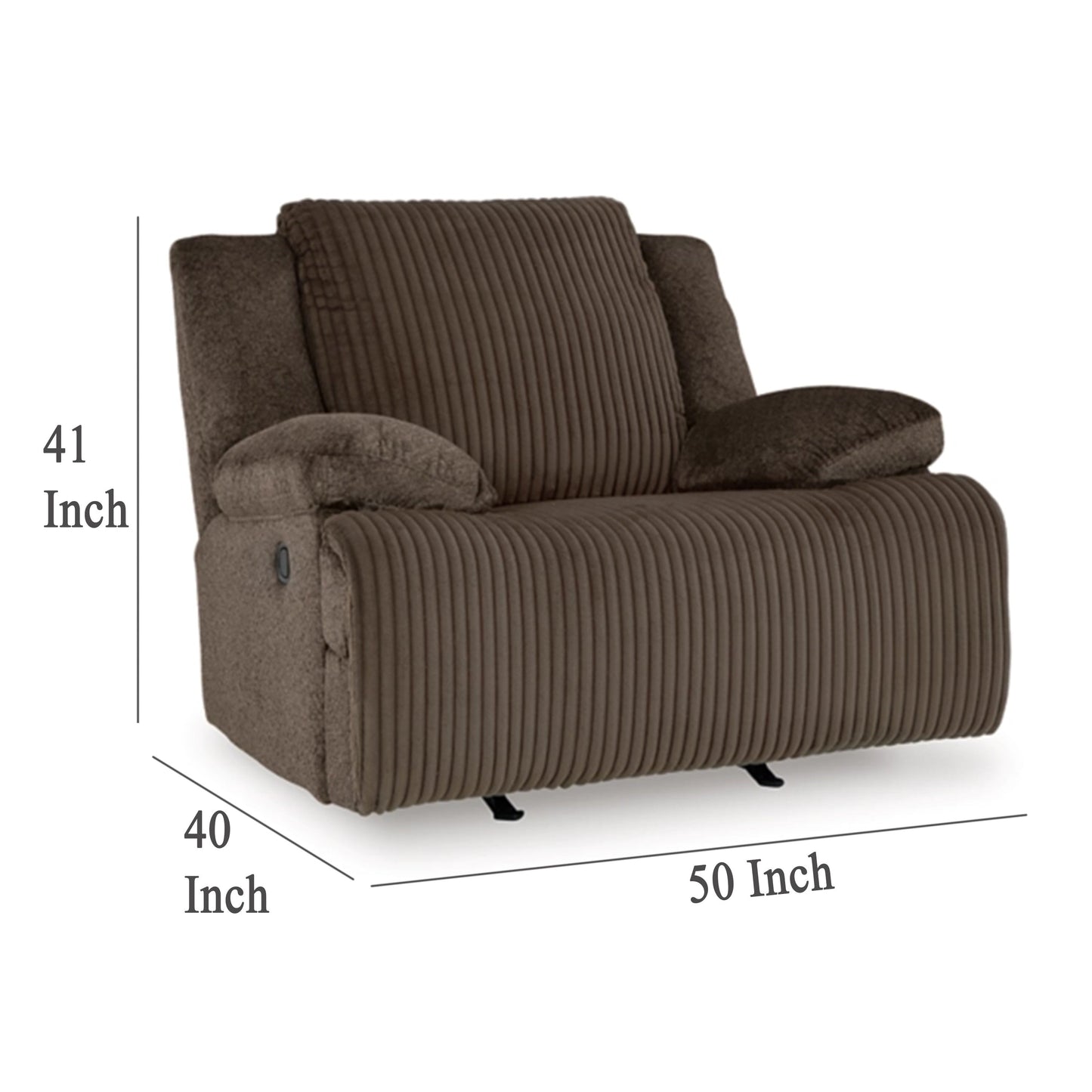 Poltrona reclinabile Vincent Manual Rocker, tessuto in velluto a coste color cioccolato