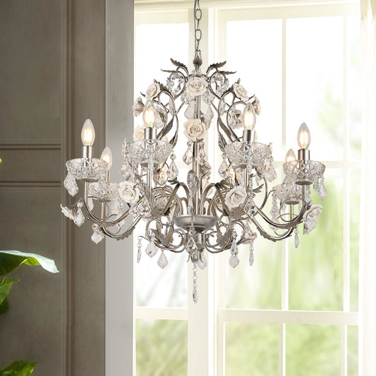 Bellissimo ed elegante lampadario decorativo vintage Crystal Palace in cristallo rosa