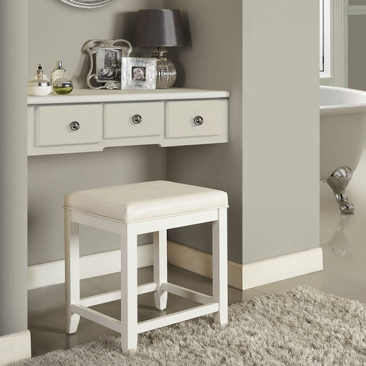 Sgabello da toeletta Crosley Vista in bianco - 17,5 L x 15,75 P x 19,25 A