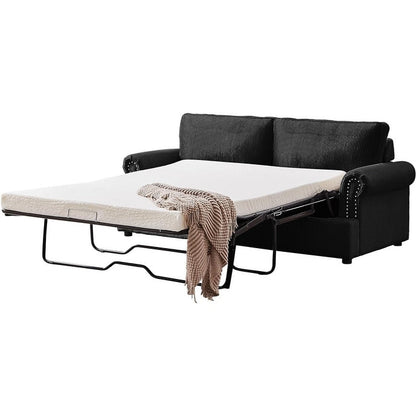 Divano letto Viviana in poliestere con braccioli rotondi da 76 pollici