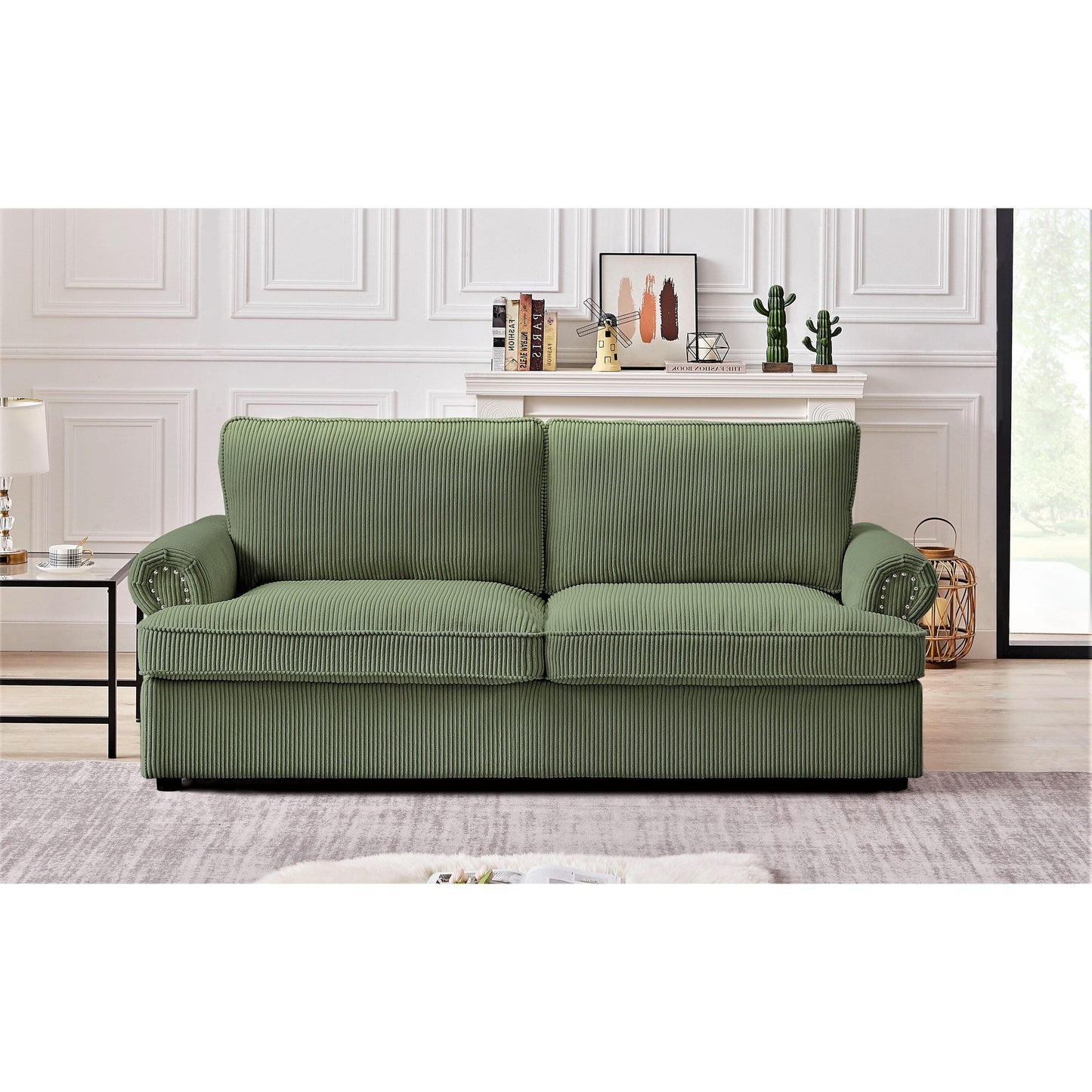 Divano letto Viviana in poliestere con braccioli rotondi da 76 pollici