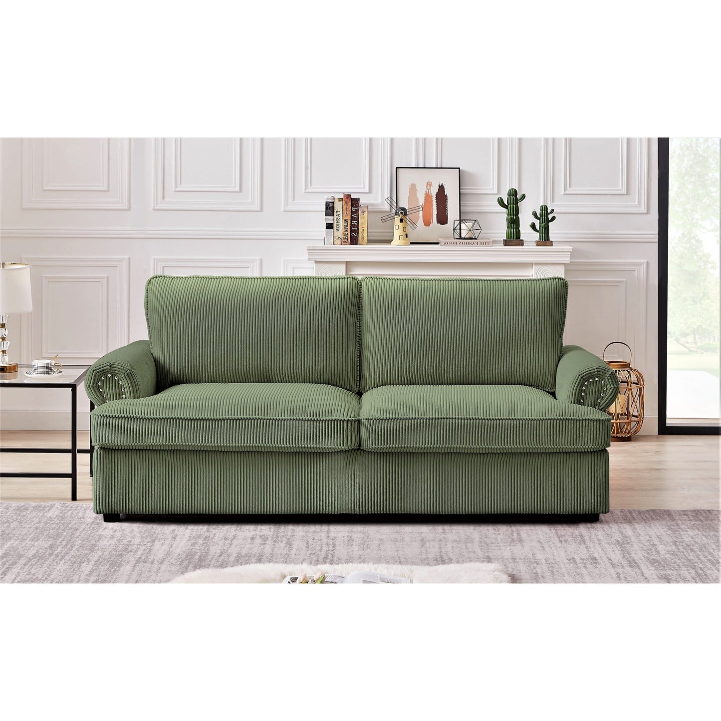 Divano letto Viviana in poliestere con braccioli rotondi da 76 pollici