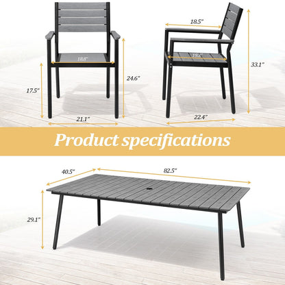 Set da pranzo per esterni VredHom da 9 pezzi con sedie impilabili - Set da 9