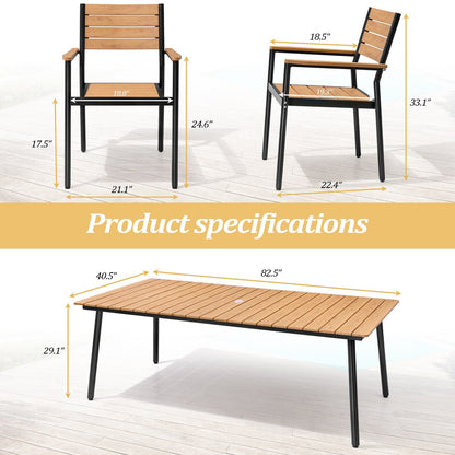 Set da pranzo per esterni VredHom da 9 pezzi con sedie impilabili - Set da 9