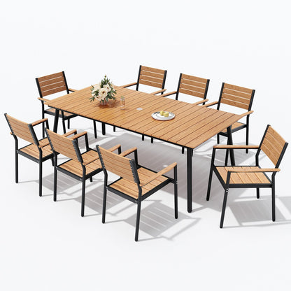 Set da pranzo per esterni VredHom da 9 pezzi con sedie impilabili - Set da 9