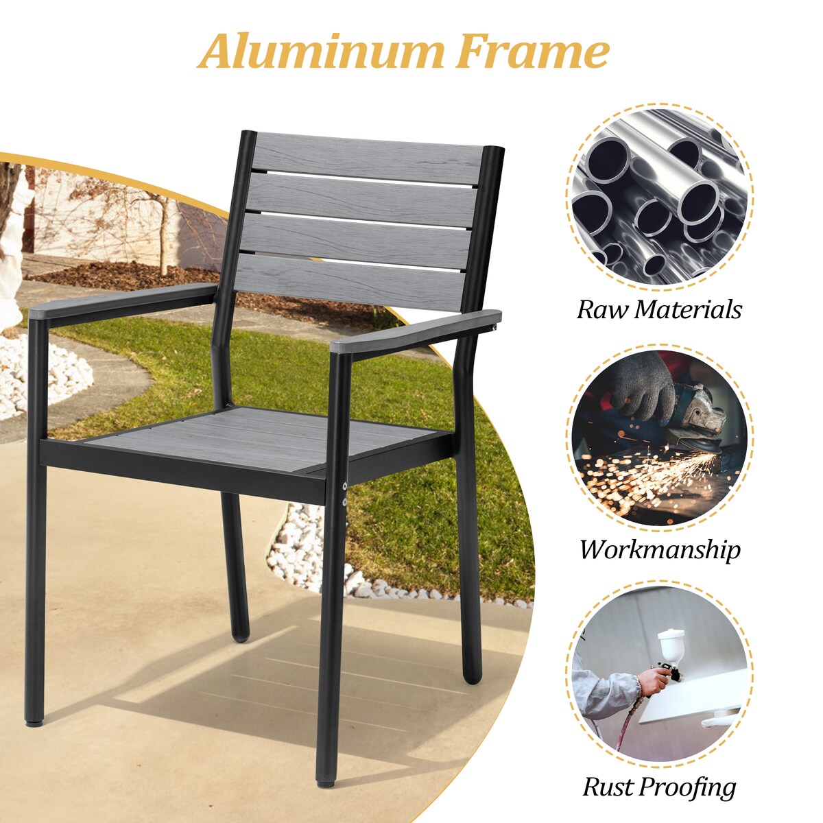 Set da pranzo per esterni VredHom da 9 pezzi con sedie impilabili - Set da 9