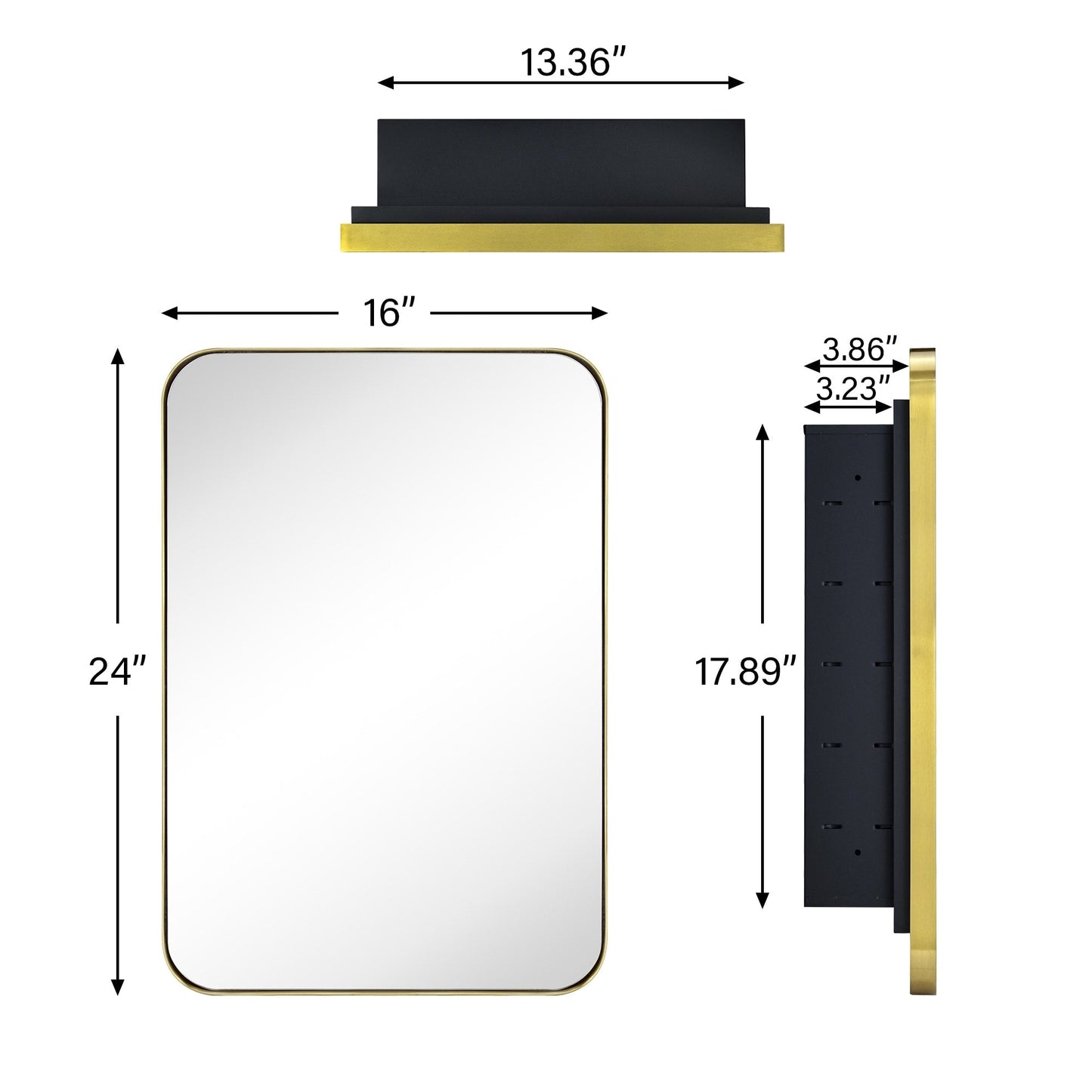 Mobiletto porta medicinali con cornice incassata TEHOME WH, specchio e ripiani regolabili