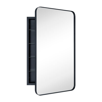 Mobiletto porta medicinali con cornice incassata TEHOME WH, specchio e ripiani regolabili