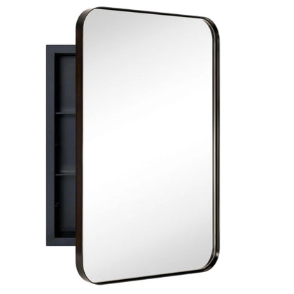 Mobiletto porta medicinali con cornice incassata TEHOME WH, specchio e ripiani regolabili