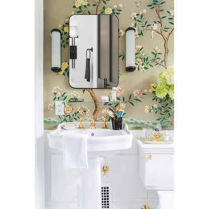 Mobiletto porta medicinali con cornice incassata TEHOME WH, specchio e ripiani regolabili