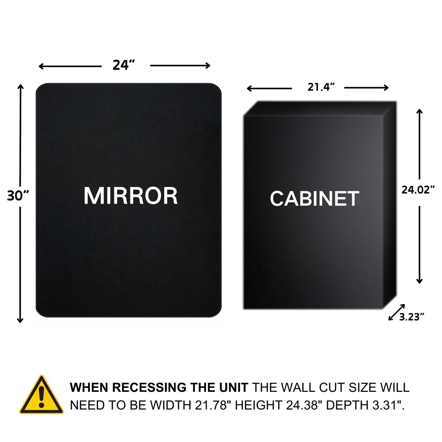 Mobiletto porta medicinali con cornice incassata TEHOME WH, specchio e ripiani regolabili