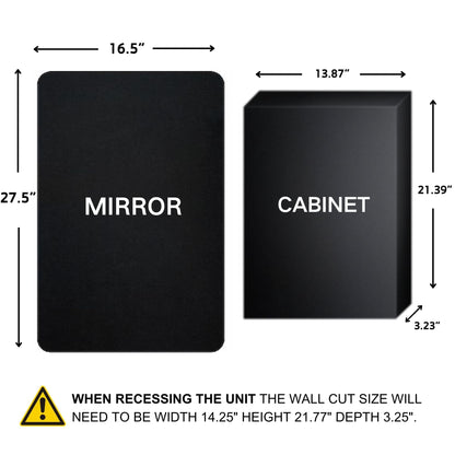 Mobiletto porta medicinali con cornice incassata TEHOME WH, specchio e ripiani regolabili