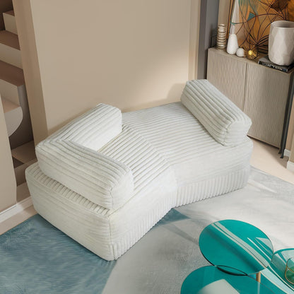 WOWMAX 85'' Divano curvo Chaise Longue Divano soffice senza ossa per soggiorno, comodi divani in velluto a coste di peluche