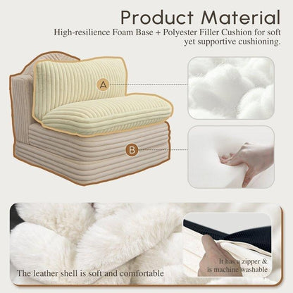 Poltrona Chaise Longue WOWMAX per Interni, Poltrona Letto Oversize da 78 Pollici, Divano Comodo - Divano Imbottito per Soggiorno, Beige