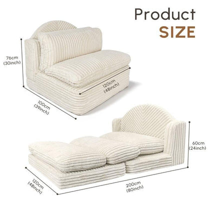 Poltrona Chaise Longue WOWMAX per Interni, Poltrona Letto Oversize da 78 Pollici, Divano Comodo - Divano Imbottito per Soggiorno, Beige