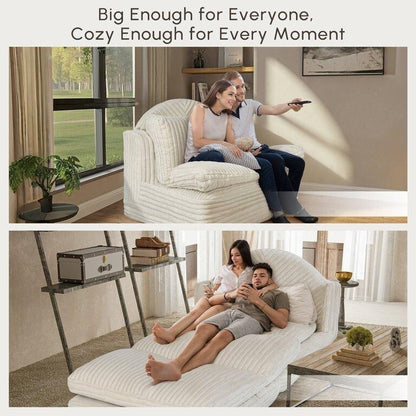 Poltrona Chaise Longue WOWMAX per Interni, Poltrona Letto Oversize da 78 Pollici, Divano Comodo - Divano Imbottito per Soggiorno, Beige