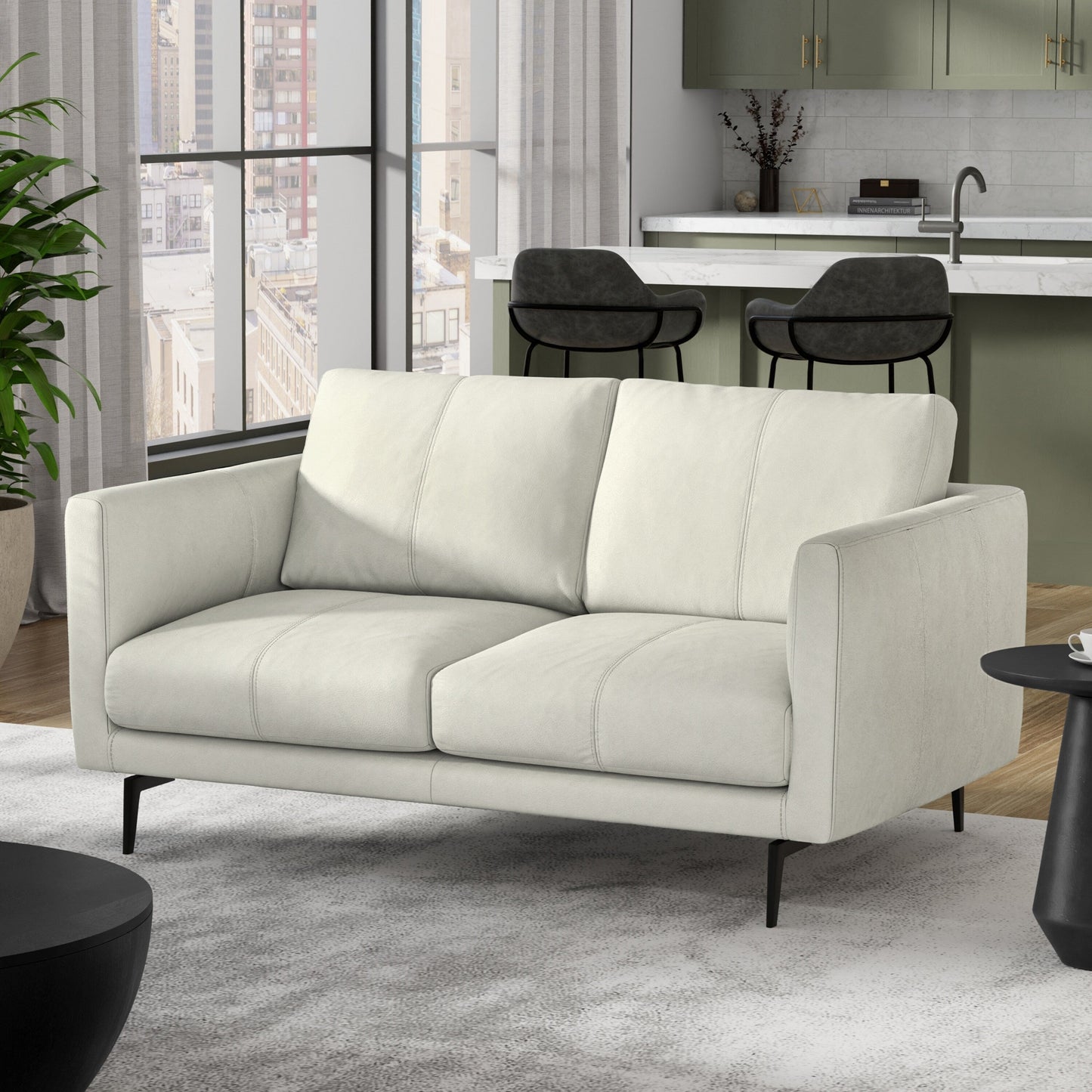 Divano a due posti in vera pelle WYNDENHALL Danbury da 60 pollici di larghezza