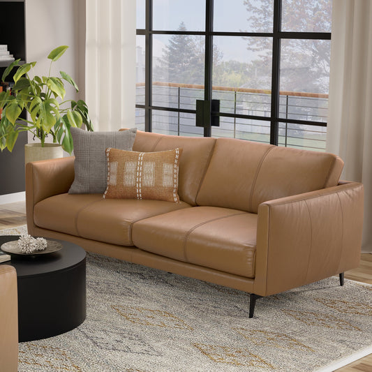 Divano moderno WYNDENHALL Danbury Mid-Century da 81 pollici in vera pelle