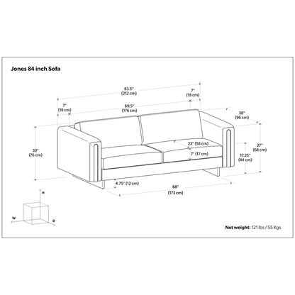 Divano contemporaneo WYNDENHALL Drayton 84 in tessuto tecnico a trama fitta - 84 L x 38 P x 30 A,