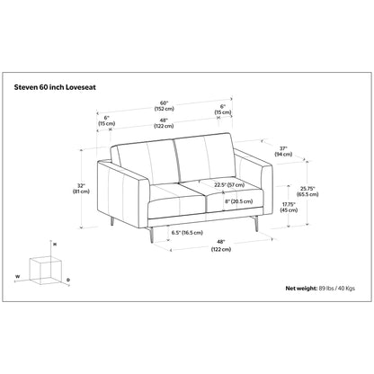 Divano a due posti in vera pelle WYNDENHALL Danbury da 60 pollici di larghezza