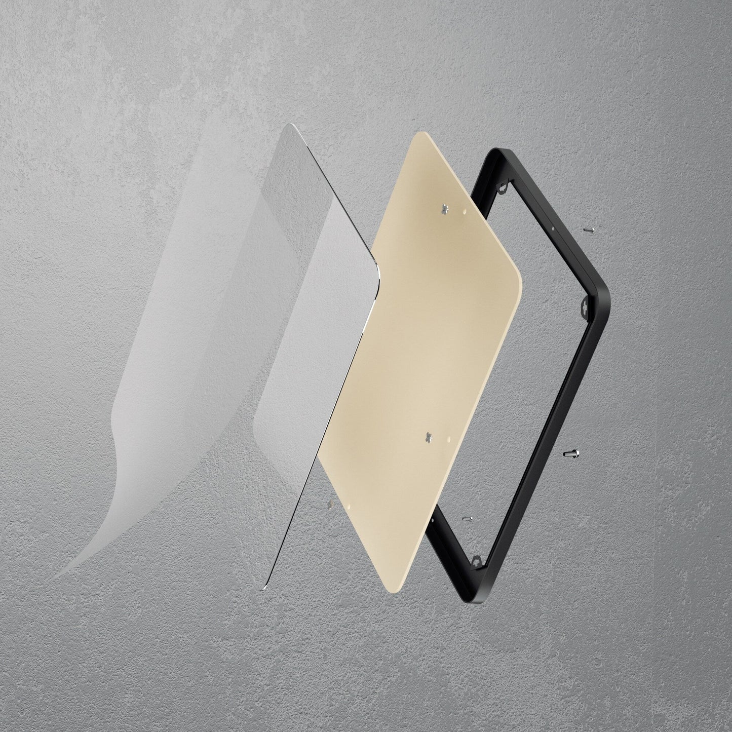 Specchio da parete, specchio da toeletta, specchio da bagno con angolo arrotondato (1 pezzo)