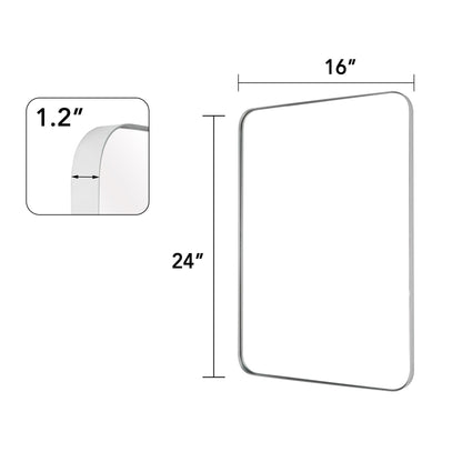 Specchio da parete, specchio da toeletta, specchio da bagno con angolo arrotondato (1 pezzo)