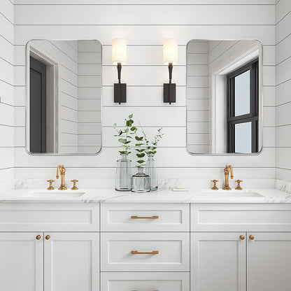 Specchio da parete, specchio da toeletta, specchio da bagno con angolo arrotondato (1 pezzo)