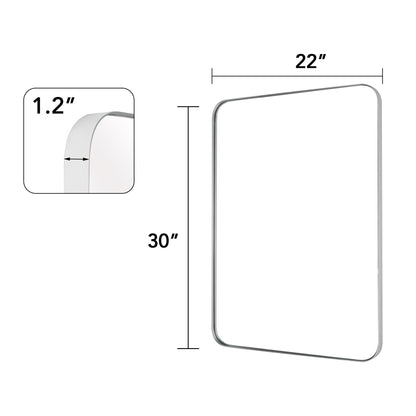 Specchio da parete, specchio da toeletta, specchio da bagno con angolo arrotondato (1 pezzo)