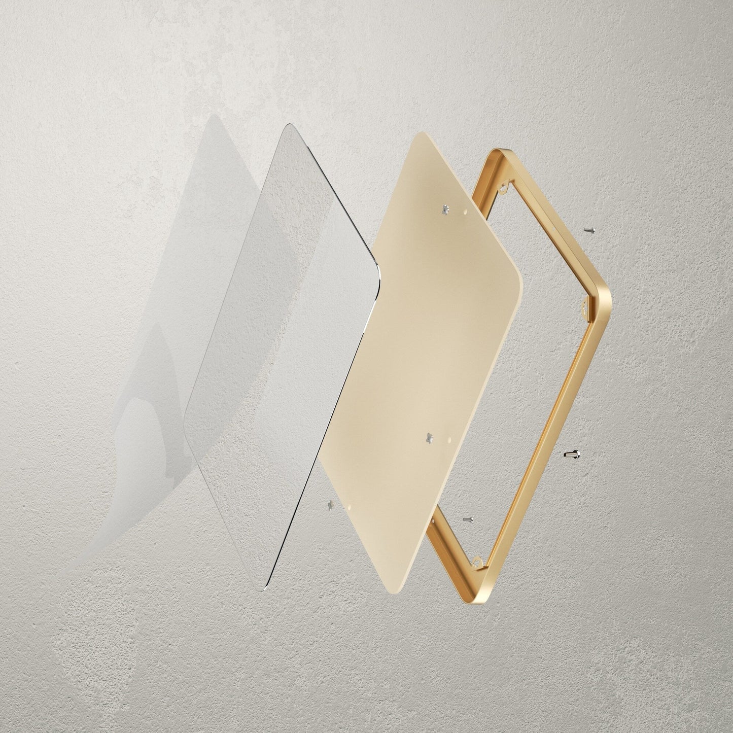 Specchio da parete, specchio da toeletta, specchio da bagno con angolo arrotondato (1 pezzo)