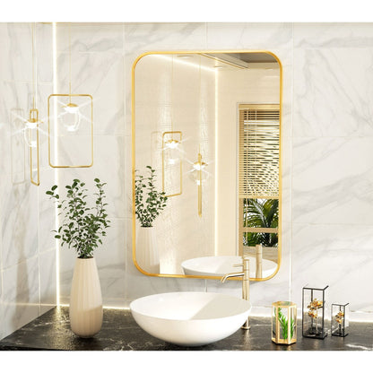 Specchio da bagno a parete con angolo arrotondato