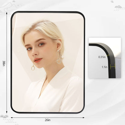 Specchio da bagno a parete con angolo arrotondato