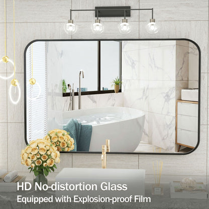 Specchio da bagno a parete con angolo arrotondato