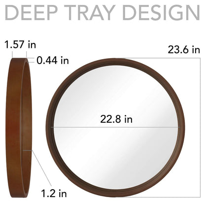 Specchio da parete rotondo classico in stile fattoria con cornice in legno