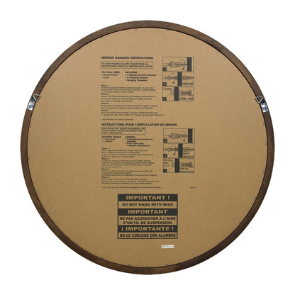 Specchio da parete rotondo classico in stile fattoria con cornice in legno